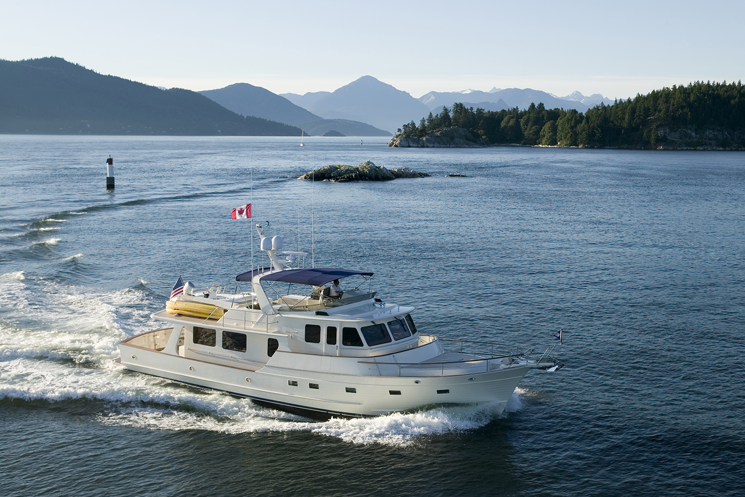 aerial of luxury motor yacht